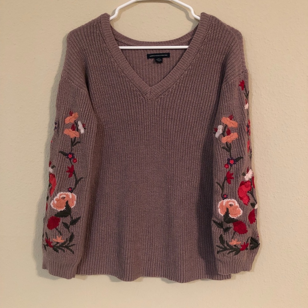 American Eagle Floral Embroidered Sweater